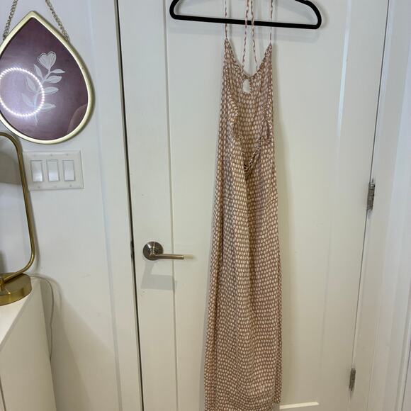 Tiare Hawaii Beige Pebble Print Open Back Midi Slip Dress OS - Picture 2 of 12